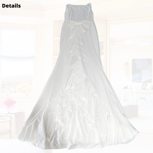 [NWT] Backless, Sleeveless, Accent Bow w/ Ruffles Mermaid Wedding Gown size L - Picture 6 of 6